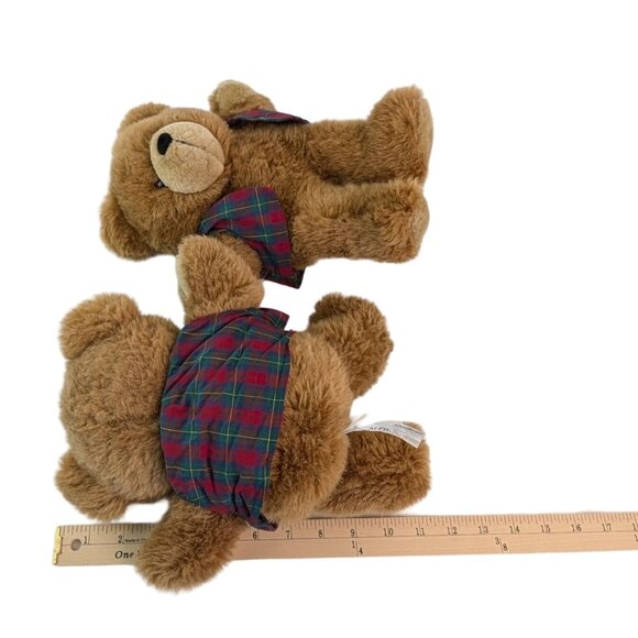 Ganz Alfie Brown Teddy Bear Plush 11" Plaid Christmas Vest Vtg 1995 #H2024 - Picture 7 of 7